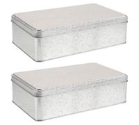 Amosfun 2 Pièces Boîte en Tôle Rectangulaire Argentée Portable avec Couvercle, Élégante et Vintage, Rangement de Bonbons et Présents Lors de Fêtes