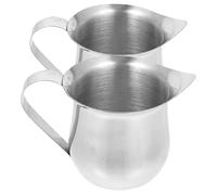 Amosfun 2 Pièces Petit Pichet À Lait En Acier Inoxydable 7.50X5.50X4.50Cm Mousseur À Expresso Latte Art Bec Précis Portable Pour Maison Camping