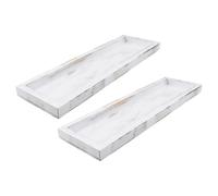 Amosfun 2 Pièces Plateau Décoratif en Bois Blanc de Style Rustique et Vintage, Design Multifonctionnel Rectangulaire, Centre de Table Polyvalent Cuisine et Salle à Manger