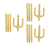 Amosfun 3 Pièces Fourche du Diable, Accessoire de Costume Trident Or | Léger, Manche Lisse et Démontable, pour Fête et Soirées Déguisées, Finition Or
