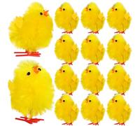 Amosfun 36 Mini Poussins de Pâques Jaunes 4 Cm, Décorations Duveteuses en Plastique Résistantes, Lot Festif pour Décoration Intérieure de Pâques, Ornements Petits Poussins Mignons