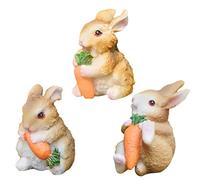 Amosfun 3pcs Mini Lapin Figurines Figurines fée Jardin Miniature Mousse Paysage Maison de poupée résine Bricolage Artisanat Ornement pour de No?l Gateau de décoration de Table Brun