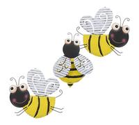 Amosfun 3pièces Décoration Murale Fer Forme De Abeille Pour Intérieur Et Extérieur Ornements Mignons Pour Jardin Chambre Et Balcon