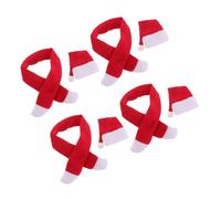 Amosfun 4 Ensembles Housse de Bouteille Mini Père Noël Housse de Bouteille Père Noël Décorations de Vin de Vin Écharpe de Décorations