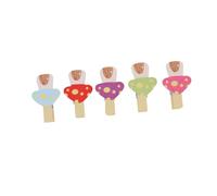 Amosfun 50 Clips en Bois Champignon avec Corde pour Bricolage, Pinces de Dessins Animés Adorables, Tenue Ferme, pour Artisanat et Fêtes, Lot de 50 Pièces