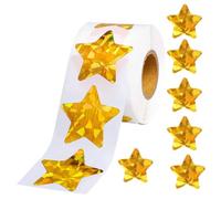 Amosfun Autocollants Étoiles Dorées 500 Pcs 25 Mm, Autocollants Décoratifs Scrapbooking Auto-adhésifs, Stickers Métalliques Holographiques pour Journal Intime et Bricolage Créatif