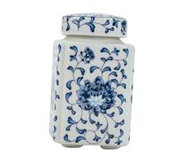 Amosfun Bleue Boîte à Thé Style Vintage Chinois en Céramique, 200ml | Surface Lisse, Entretien Facile, Rangement Multifonction Compact, pour Thé en Vrac, Noix et Haricots