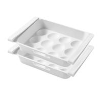 Amosfun Boîte de Rangement à Tiroir Utilisation Ménagère Pratique et Fonctionnelle en Pp Blanc 2 Pièces Design Gain de Place pour Œufs et Légumes pour Réfrigérateur