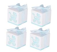 Amosfun Boîtes à Dragées Faciles à Monter Motif Poussette Bleu en Papier Lot de 50 Souvenirs Élégants pour Baptême et Fête