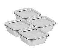 Amosfun Bol Inox Couvercle Hermétique 4pcs en Acier Inoxydable 300ml pour Conservation Alimentaire et Échantillons en Laboratoire ou Cantine Scolaire