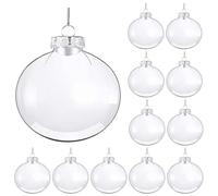 Amosfun Boules D'ornements Transparentes À Remplir 20 Pièces D'ornements À Disque Plat en Plastique Transparent De 60 Mm Boule D'ornement À Remplir en Plastique Transparent pour Projets
