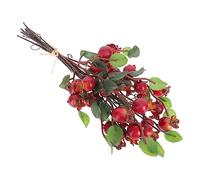 Amosfun Bouquet Aubépine Artificiel avec Baies Rouges Simulées Décoration De Noël DIY Tiges De Baies pour Arrangement Floral
