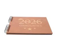 Amosfun Cahier de Remise de Diplôme à Spirale 2026, Couverture Bois | Papier et Plastique, Format Léger et Portable, pour Voyages et Événements, Conserve Signatures et Messages