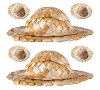 Amosfun Chapeaux Miniatures en Paille Lot de 6, Ornements Originaux pour Verres à Cocktail, Décorations Artisanales pour Événements Estivaux, Couleur Kaki