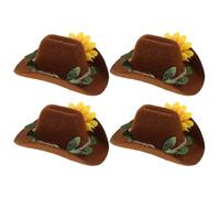 Amosfun Chapeaux Miniatures pour Animaux de Compagnie 4pcs en Feutre Laineux, Chapeaux Cowboy Légers et Faciles à Nettoyer Décoration de Fleur pour Poulets et Petits Animaux en Extérieur