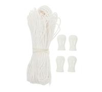 Amosfun Corde de Levage en Polyester Blanc de 50 M avec 4 Pendentifs en Bois Blanc, Résistante aux UV et Polyvalente pour Stores en Aluminium