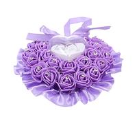 Amosfun Coussin De Mariage Rose avec Boîte De Rangement pour Alliances Accessoire De Cérémonie Romantique pour Mariages Et Événements Spéciaux
