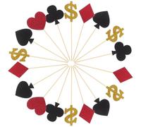 Amosfun Décoration Gâteau Poker Pailleté 1.77X1.77 Pouces Insert Carte Thème Pour Fête D'Anniversaire Et Desserts