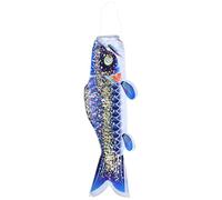 Amosfun Drapeau de Manche à Air de Carpe, Manches à Air Japonaises de Poisson, Décoration Suspendue en Tissu Bleu, 1 Pc, pour Patio et Jardin Avant, Style Japonerie