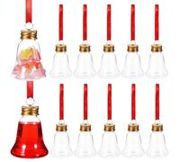 Amosfun Lot de 12 Boules De NoëL Transparentes À Remplir Bocaux À Bonbons en Plastique Ornements Sapin en Forme De Cloche À Suspendre pour DéCorations De FêTes Et Maison