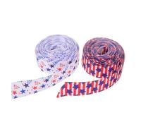 Amosfun Lot de 2 Rubans en Tissu Bord Fil Métallique pour Décoration Créative et Fête du 4 Juillet Thème Patriotique Américain Solide