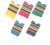 Amosfun Lot de 5 Housses de Bouteilles de Bière en Coton Coloré Style Mexicain, Mini Ponchos Arc-en-Ciel Décoratifs pour Fête Cinco de Mayo, Adaptées aux Bouteilles de Bière, Soda et Eau,