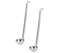 Amosfun Louches à Soupe Louche Réutilisable Argenté Solide Lot de 2 en Acier Inoxydable Manche Long et Finition Polie, pour Buffet et Fêtes
