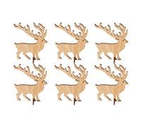 Amosfun Ornements De Bureau en Bois Petit Wapiti DéCoration De NoëL Mini Sculpture Artisanale Cadeau Portable 6 PièCes 5.91X3.94X0.12 Pouce