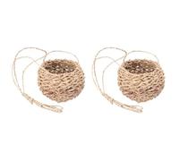 Amosfun Panier suspendu tissé à la main 25,4 x 25,4 x 17,7 cm Jardinière pour jardin et intérieur Support de pot de fleurs polyvalent et cible de fléchettes Porte-clés Accessoires