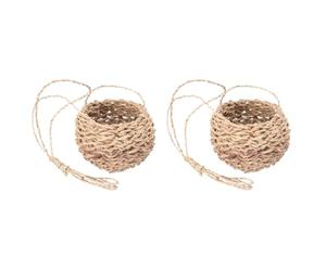 Amosfun Panier suspendu tissé à la main 25,4 x 25,4 x 17,7 cm Jardinière pour jardin et intérieur Support de pot de fleurs polyvalent et cible de fléchettes Porte-clés Accessoires