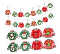 Amosfun Pendentifs Sapin De NoëL 48 PièCes Ornements Suspendus en Plastique LéGer Motifs Pull NoëL CréAtifs DéCorations Festives Maison FêTe