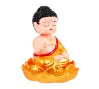 Amosfun Statue De Bouddha en Prière Ornement De Tableau De Bord De Voiture À Énergie Solaire Mini Décoration Dintérieur en Plastique Objet De Collection Artistique Facile À Placer