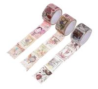 Amosfun Washi Tape Vintage Adhésif Décoratif en Rouleaux de 25mm X 5m, Autocollants Décoratifs Rétro pour Scrapbooking et Carnets, Lot de 3 Rouleaux Légers et Portables Plusieurs styles