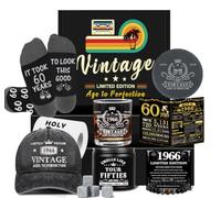 Amosking Cadeaux de 60e anniversaire pour homme, décorations de 60e anniversaire cool pour homme, cadeaux de 60 ans pour homme qui ont tout, paniers-cadeaux de 60e anniversaire pour homme en verre à