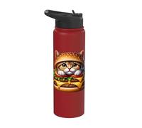 Amoureux De Hamburgers Restauration Rapide Drôles Chats Stainless Steel Insulated Water Bottle