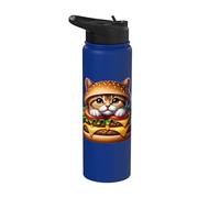 Amoureux De Hamburgers Restauration Rapide Drôles Chats Stainless Steel Insulated Water Bottle