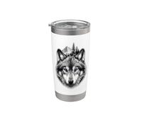 Amoureux de loup Tête de loup Nature Animal Art extérieur Gobelet isotherme en acier inoxydable double paroi
