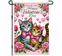 Amoureux Des Chats Et De L'Art Roses Drapeau 30X45Cm Bannière Double Face Suspendre Bannière Cour Pour Fêtes Chambres Clubs