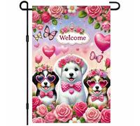 Amoureux Des Chiens Bienvenue À L'Art Drapeau De Jardin 30X45Cm Drapeaux Double Face Décoratif Drapeaux De Jardin Pour Toutes Les Saisons Fêtes Ferme