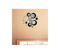 Amovible Diy Acrylique Miroir Mural 3D Sticker Horloge Murale Décorative Noir PL118