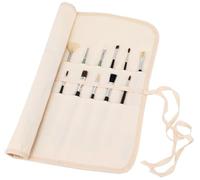 Amoyie Pliable Trousse pour Pinceaux Peinture, Peinture tissu Toile Organiseurs pour pinceaux Acrylique, Aquarelle, Gouache et Huile, Beige