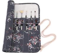 Amoyie Pliable Trousse pour Pinceaux Peinture, Toile Organiseurs pour pinceaux Acrylique, Aquarelle, Gouache et Huile,Violet Gris Floral