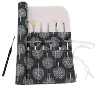 Amoyie Pliable Trousse pour Pinceaux Peinture, Toile Organiseurs pour pinceaux Acrylique, Aquarelle, Gouache et Huile, Arbre gris