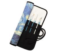 Amoyie Trousse à Crayon Enroulable pour Pinceaux de Peinture, Sacs organiseurs de Toile, Porte-brosses Pochettes Rouleaux, Bleu 20 trous