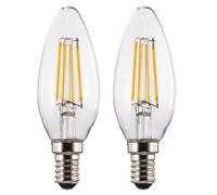 Amp. fil. LED, E14, 470lm rempl. 40W, amp. bgie, blc chd, trans., 2p.