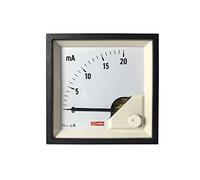 Ampèremètre analogique de panneau V c.c., 72mm x 72mm, Echelle 20 (Input) mA, -10°C à +65°C, 1% Bobine mobile