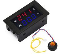 Ampèremètre de Voltmètre, AC 100~300V 0-50A Multifonction Voltmètre Affichage Numérique à LED avec Transformateur(Rouge Bleu)