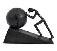 Amperer Briskfeel Statuette Homme avec sphère en Fer - Sculpture en métal - Décoration de Maison et de Bureau (B2 Fort)
