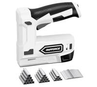 AMPFORCE Agrafeuse électrique 2-en-1 sans fil 4V lithium-ion avec charge USB-C - inclut agrafes et clous pour tapisserie, réparation de meubles, moquette et bricolage maison