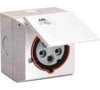 Amphenol 16 ampères CEE prise encastrée 5 pôles (3P+N+PE) femelle, codage 6h rouge 200/346V à 240/415V fréquence 50 et